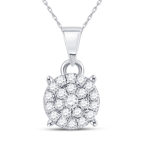 10kt White Gold Womens Round Diamond Circle Cluster Pendant 1/6 Cttw