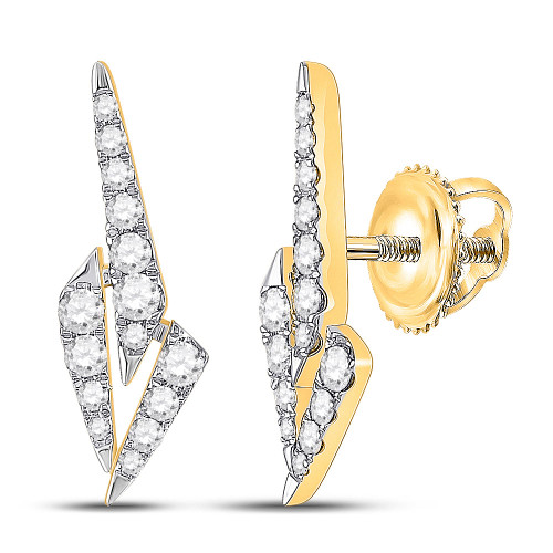 14kt Yellow Gold Womens Round Diamond Fashion Earrings 1/2 Cttw - 154579