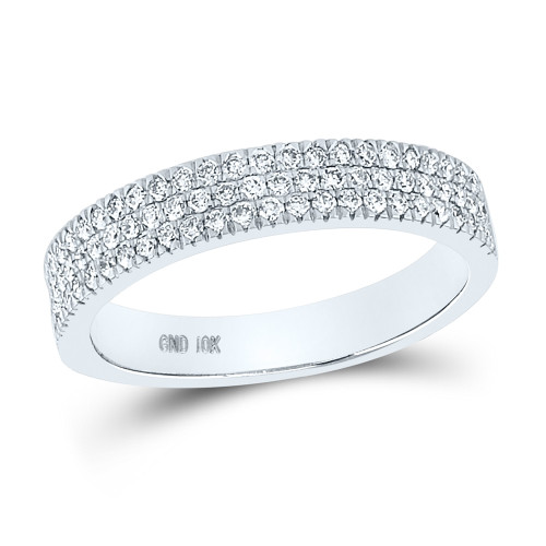 10kt White Gold Womens Round Diamond Pave Band Ring 1/2 Cttw - 154701