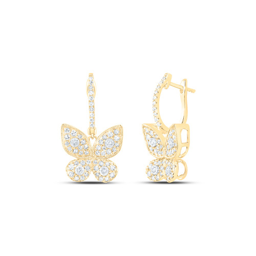 10kt Yellow Gold Womens Round Diamond Butterfly Earrings 5/8 Cttw - 171461
