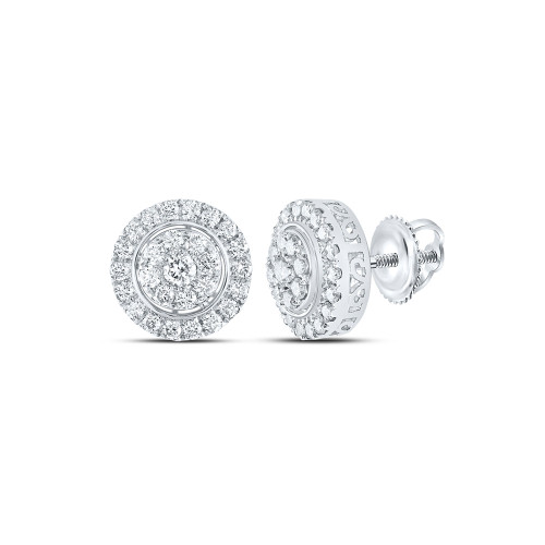 10kt White Gold Womens Round Diamond Cluster Earrings 1-1/4 Cttw - 171143