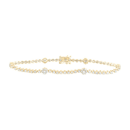 10kt Yellow Gold Womens Round Diamond Fashion Bracelet 1-3/8 Cttw