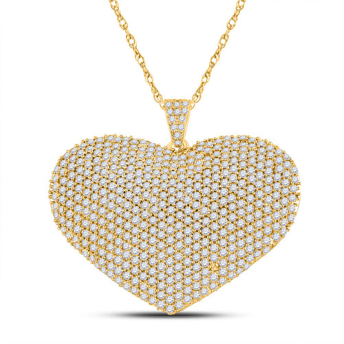 14kt Yellow Gold Womens Round Diamond Heart Pendant 3 Cttw