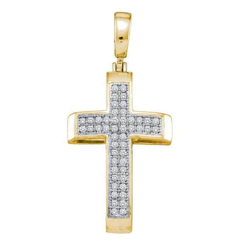 10kt Yellow Gold Womens Round Diamond Cross Religious Pendant 1/6 Cttw - 50247