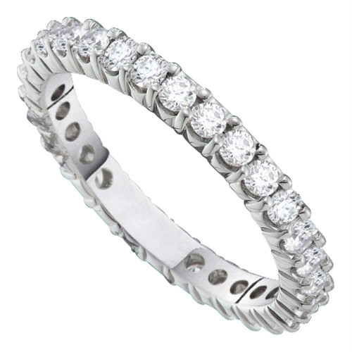 14kt White Gold Womens Round Pave-set Diamond Eternity Wedding Anniversary Band 1.00 Cttw