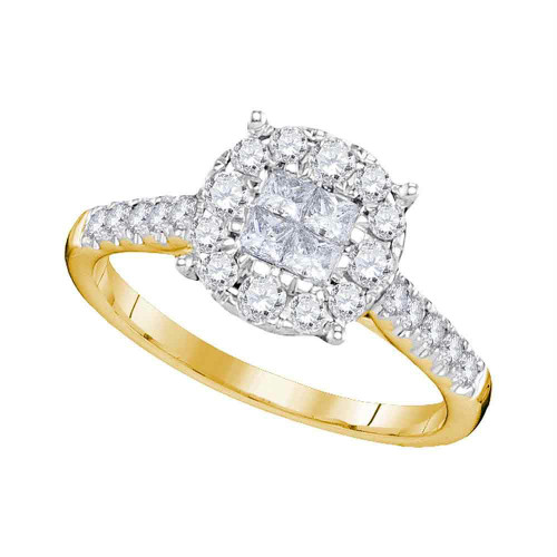 14kt Yellow Gold Womens Princess Round Diamond Soleil Cluster Bridal Wedding Engagement Ring 3/4 Cttw