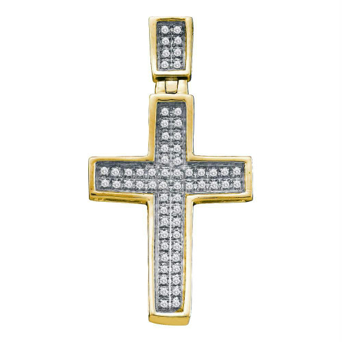 10kt Yellow Gold Womens Round Diamond Cross Faith Pendant 1/6 Cttw