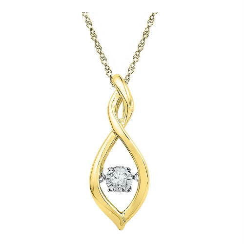 10kt Yellow Gold Womens Round Diamond Moving Twinkle Solitaire Pendant .03 Cttw