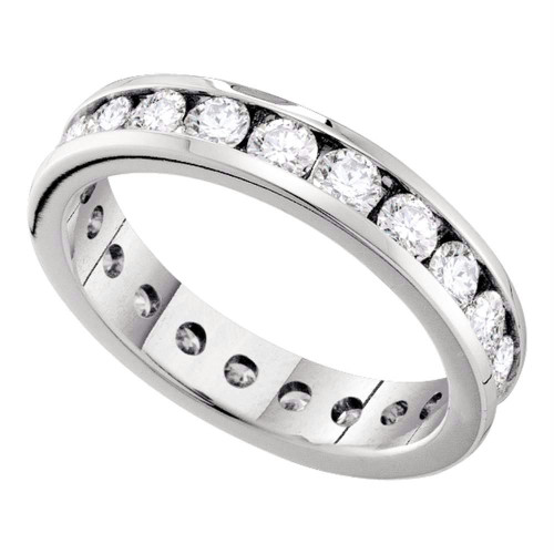 14k White Gold Womens Round Diamond Bridal Wedding Anniversary Eternity Band 1-1/2 Cttw