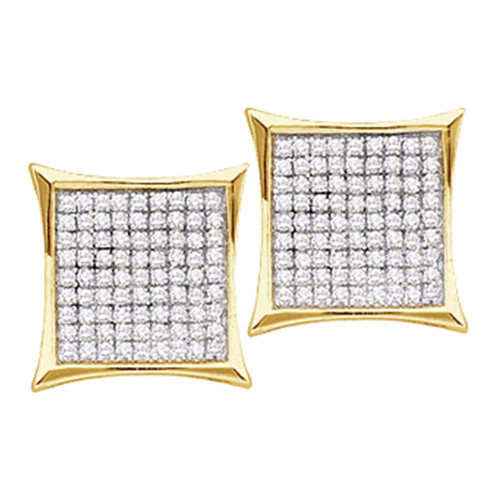 10kt Yellow Gold Womens Round Diamond Kite Cluster Earrings 7/8 Cttw