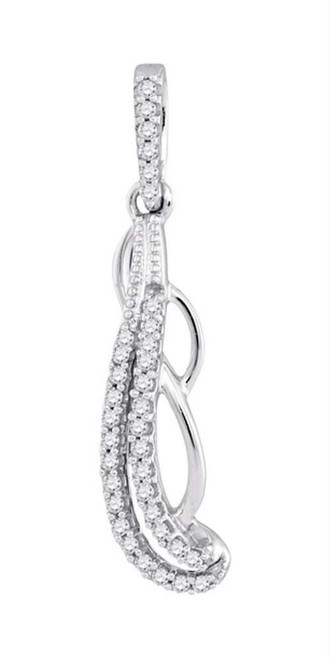 10kt White Gold Womens Round Diamond Vertical Dangle Fashion Pendant 1/8 Cttw