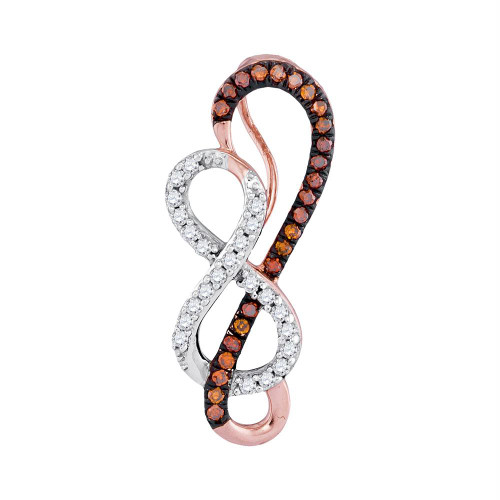 10kt Rose Gold Womens Round Red Color Enhanced Diamond Infinity Heart Pendant 1/6 Cttw - 98493