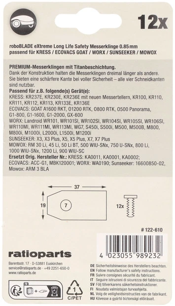 roboBLADES TITAN eXtreme Messerklingen 37 x 19 mm - 12er Set - 3