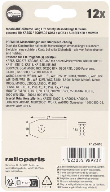roboBLADES TITAN eXtreme Messerklingen 37 x 19 mm - 12er Set - 3