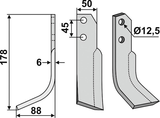 Bogenmesser 178 x 6 x 50 mm - 2