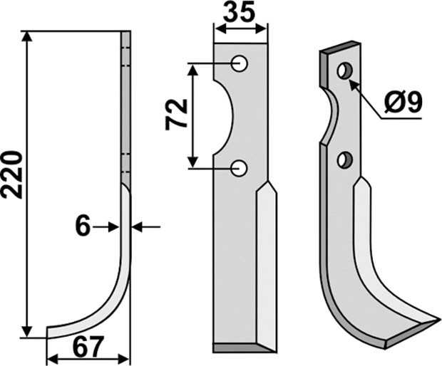 Bogenmesser 220 x 6 x 35 mm - 2