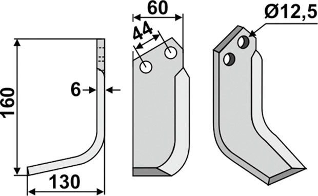Bogenmesser 160 x 6 x 60 mm - 2
