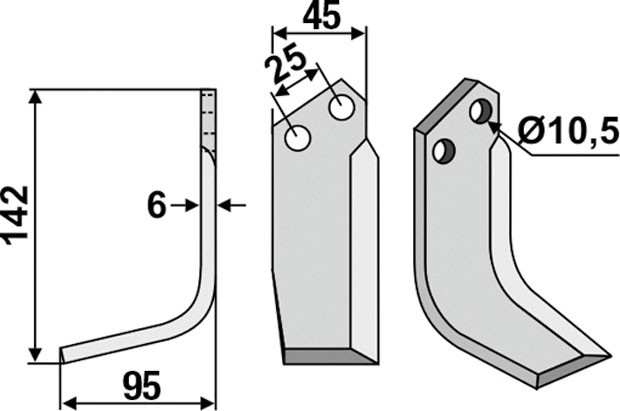Bogenmesser 142 x 6 x 50 mm - 2