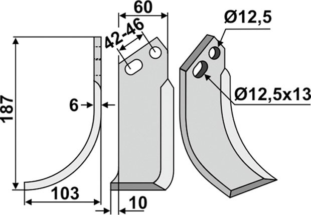 Bogenmesser 187 x 6 x 60 mm - 2