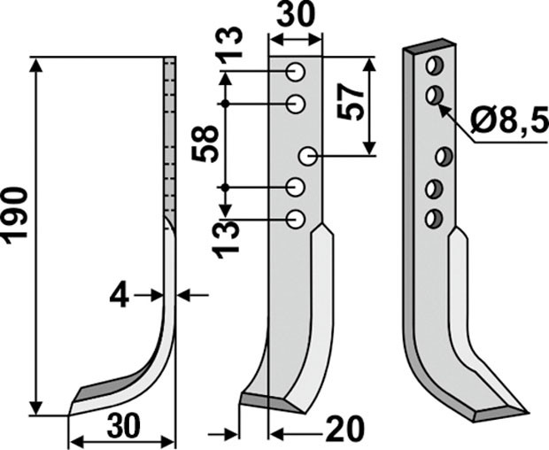 Hackmesser 190 x 30 mm - 2