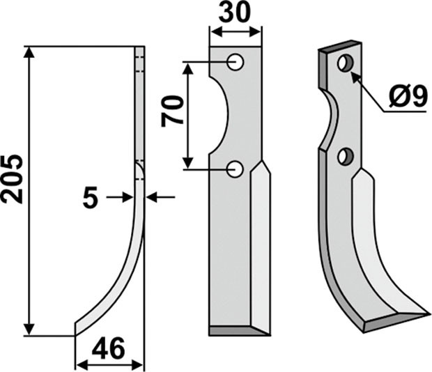 Bogenmesser 205 x 5 x 30 mm - 2