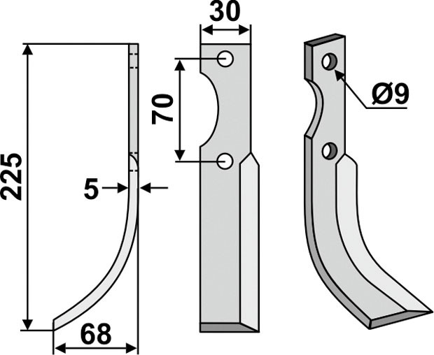 Bogenmesser 225 x 5 x 30 mm - 2