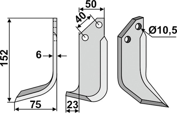 Bogenmesser 152 x 6 x 50 mm - 2
