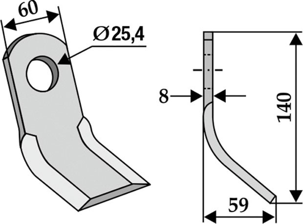 Schlegelmähermesser 140 mm - 2