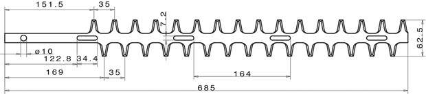Heckenscherenmesser 685 mm passend für KAAZ TM260, TM 2600 - 1