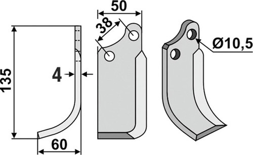 Spatenmesser 135 x 5 x 50 mm - 2