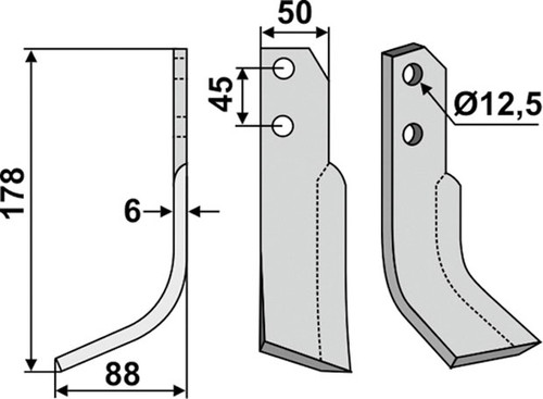 Bogenmesser 178 x 6 x 50 mm - 2