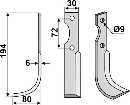 Bogenmesser 194 x 6 x 30 mm - 2