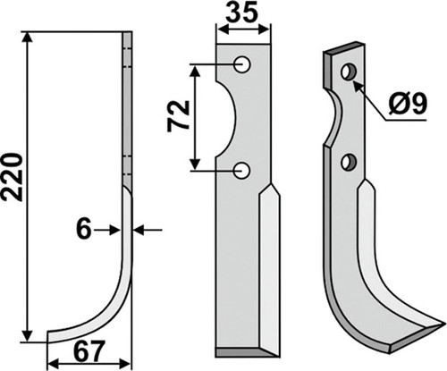 Bogenmesser 220 x 6 x 35 mm - 2