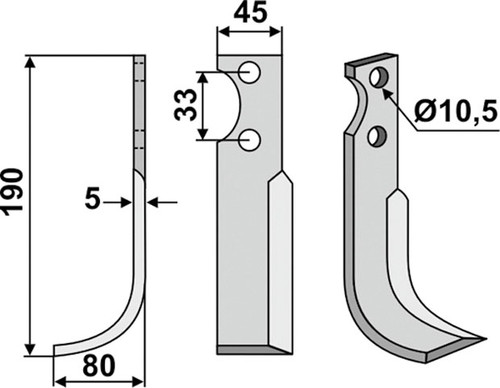 Bogenmesser 190 x 5 x 45 mm - 2