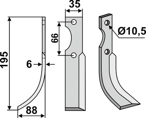 Bogenmesser 195 x 6 x 35 mm - 2