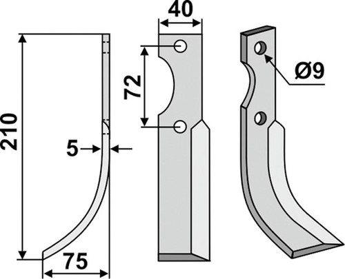 Bogenmesser 210 x 5 x 40 mm - 2
