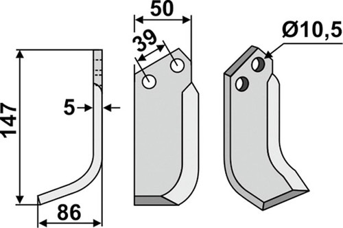 Bogenmesser 147 x 5 x 50 mm - 2