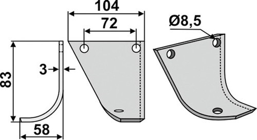 Hauenmesser 83 x 3,0 x 104 mm - 2