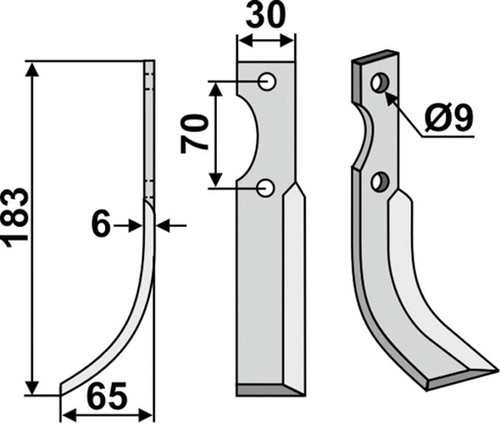 Bogenmesser 183 x 6 x 30 mm - 2