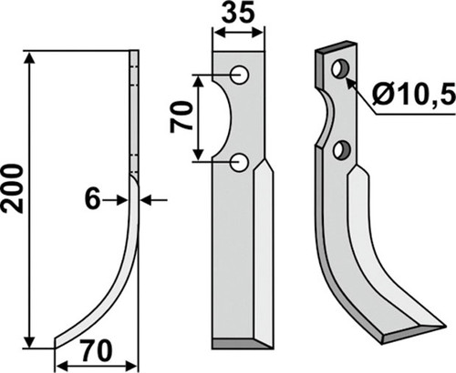 Bogenmesser 200 x 6 x 35 mm - 2