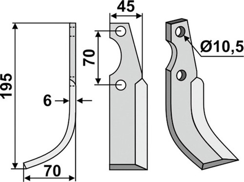 Bogenmesser 195 x 6 x 45 mm - 2