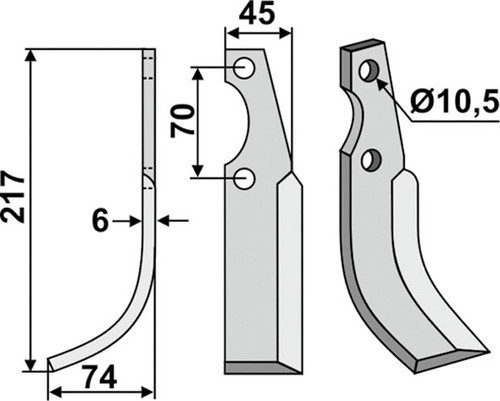 Bogenmesser 217 x 6 x 45 mm - 2