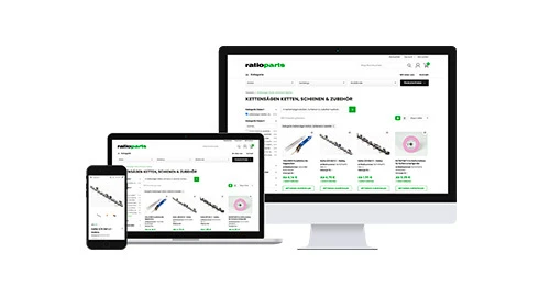 ratioparts Online-Shop auf verschiedenen Endgeräten