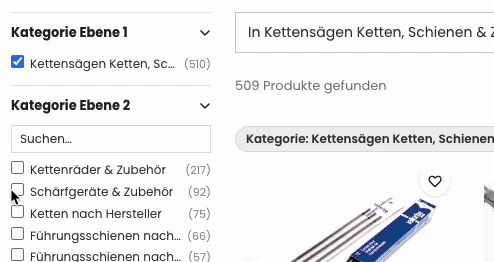 Filterfunktion im ratioparts Online-Shop