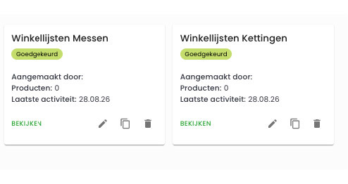 Bestellijsten in de ratioparts webshop
