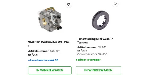 Weergave van productbeschikbaarheid