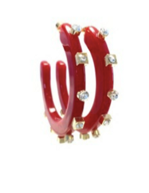 City Girl Large Jewel Hoop Red White