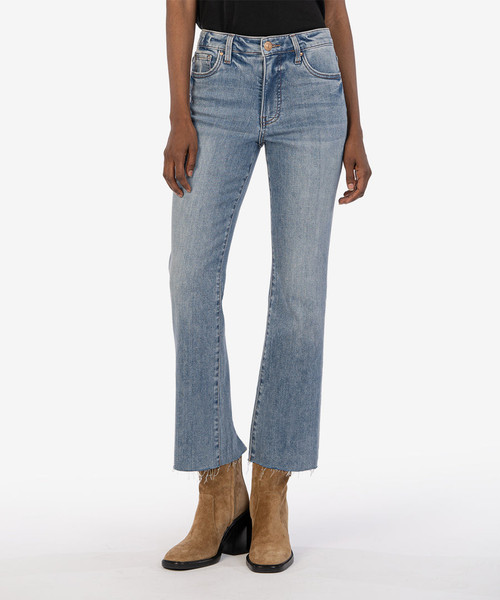 Kelsey High Rise Flare With Raw Hem Extraordinary Wash