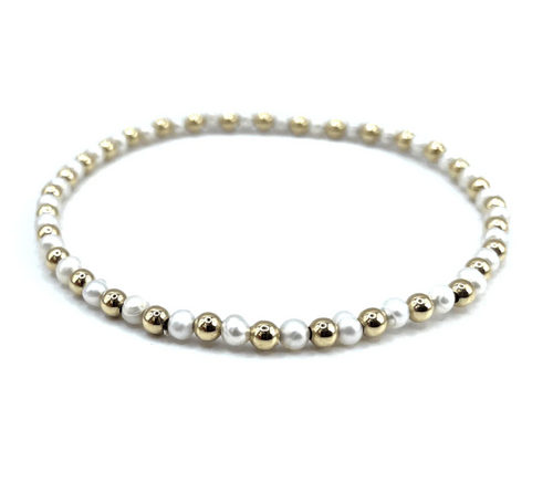 3mm Montauk 14k Gold and Pearl Waterproof Bracelet