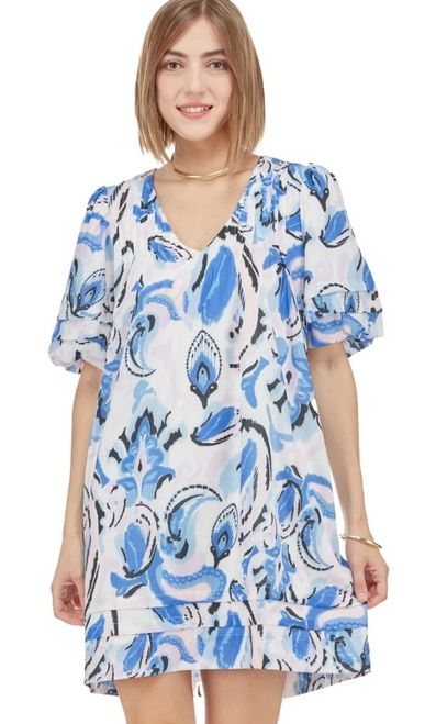 Puff Sleeve Dress Summer Paisley